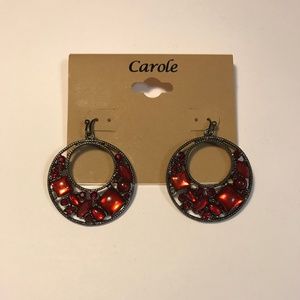 Red Circle Earrings Brand New by Carole